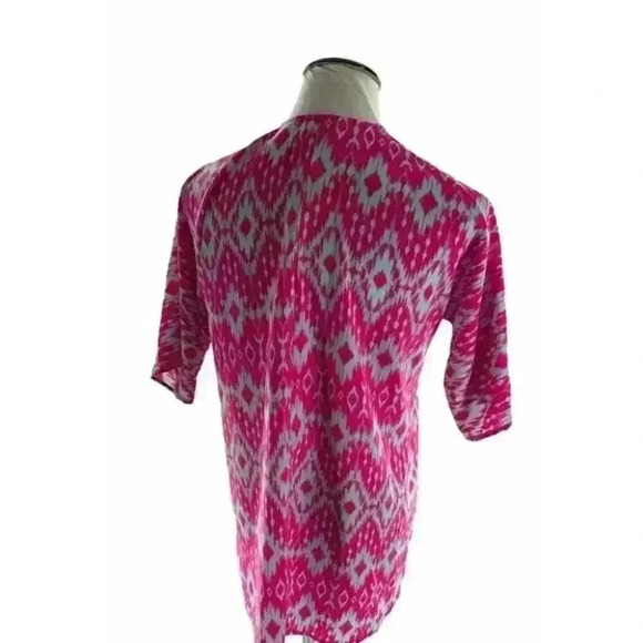 LuLaRoe Womens Pink Gray Geometric Print Open Front Blouse Short Sleeve Top XS - Picture 4 of 7